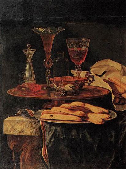 Christian Berentz Still-Life with Crystal Glasses and Sponge-Cakes oil painting image